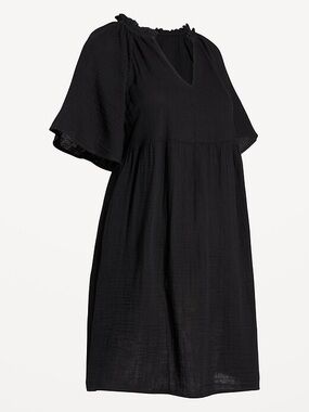 NWT Old Navy Maternity Crinkle Gauze Black Dress - Size Small